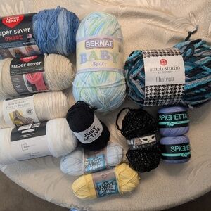 Mainstays Assorted Yarn Bundle with White, Blue, Yellow, Black